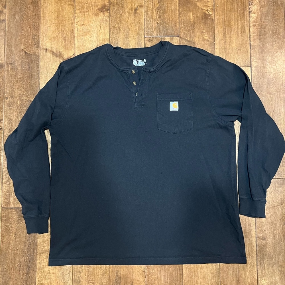 Carhartt Henley Long Sleeve Loose Fit Pocket Tee T shirt XL